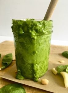 This cheesy vegan pesto is easy to make, requiring only 7 ingredients! It's the perfect addition to salads, soups, pasta, toast, pizza, and basically your entire life. PERFECT for summer when fresh herbs are readily available. // Recipe: plantpowercouple.com