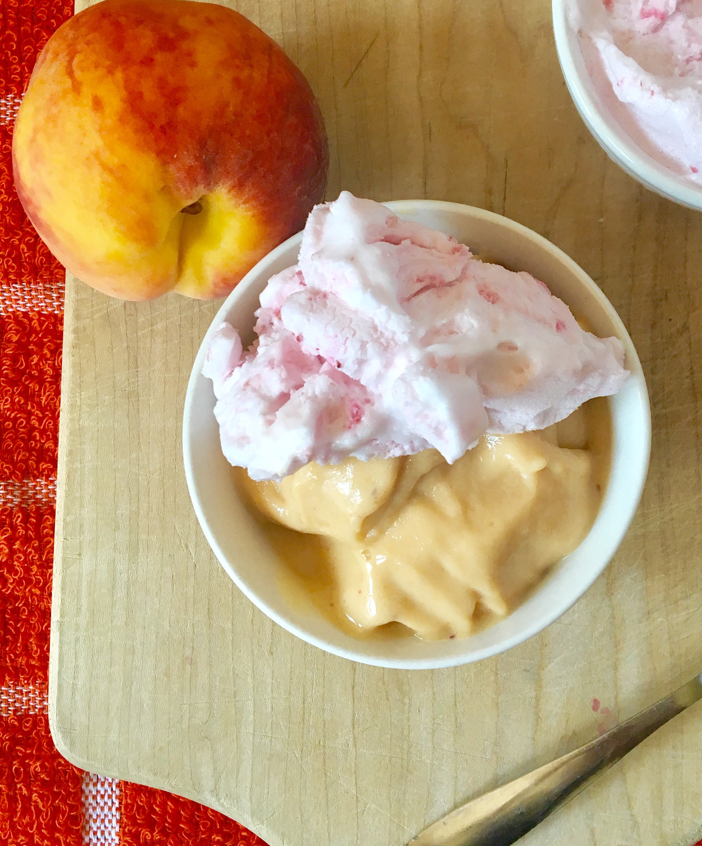 Vegan Peach Sherbet with Raspberry Whipped Cream
