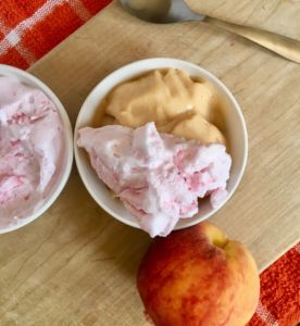 Vegan Peach Sherbet with Raspberry Whipped Cream