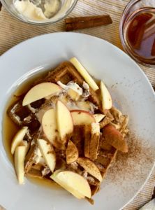 Easy Vegan Apple Cider Waffles with Ginger Snap Syrup II plantpowercouple.com