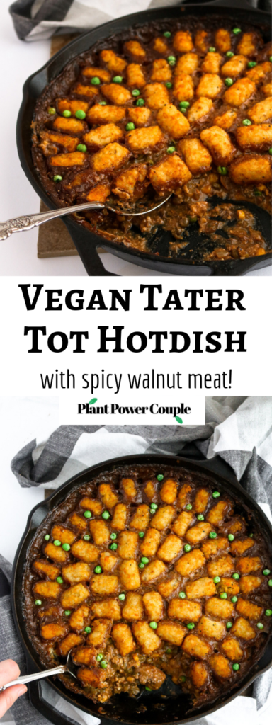 Spicy Vegan Tater Tot Hotdish - a comfort classic made vegan and oh so delicious! #vegan #veganrecipe #hotdish #vegetables #tatertots // plantpowercouple.com
