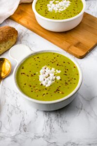 This creamy vegan spinach soup is my FAVORITE vegan spinach recipe! It’s easy to make in a Vitamix or other high-powered blender. The recipe itself is oil-free, gluten-free, and dairy-free and is packed with hidden nutrients from healthy ingredients like potatoes, red lentils, and miso paste! You’ll love the flavor and luxurious creamy texture (even though there’s not a drop of heavy cream in it!).