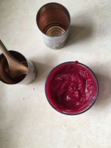 This beet puree is what makes our vegan corned beef recipe so *real*-looking. // plantpowercouple.com