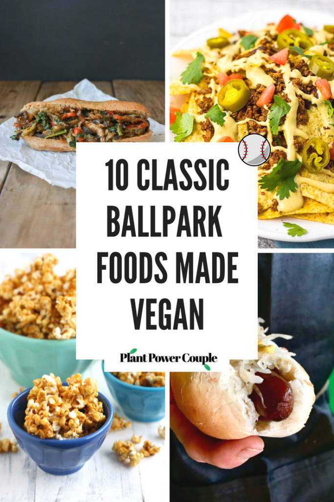 It's time for baseball season, and vegans don't have to miss out. Here are 10 Classic Ballpark Recipes Made Vegan // plantpowercouple.com