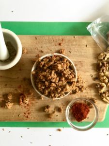 This vegan sausage-style walnut meat is a great option for topping pizzas, pasta, and even breakfast tacos! We love how easy it is to make. Plus, the taste and texture are completely OUT OF THIS WORLD! // Recipe at plantpowercouple.com