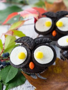9 Vegan Sweets for your Grown-Up Trick-or-Treat Bag: Halloween Owl Cupcakes by Vegan Heaven // plantpowercouple.com