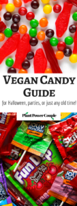 Vegan Candy Guide for Halloween, parties, or just any old time! This comprehensive guide includes helpful info on what store-bought candies are free of animal ingredients and suitable for vegans! // plantpowercouple.com