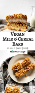 These vegan milk and cereal bars are a copycat version of the bars I grew up loving...made dairy-free and healthy-er! No-bake, freezer-friendly #vegan #snack or #breakfast! // plantpowercouple.com