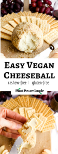 You will not believe how easy this vegan cheeseball recipe is! It uses simple methods and ingredients you probably already have in your kitchen. Not to mention, this vegan cheeseball has a killer cheesy flavor, mind-blowingly creamy texture, is omnivore-approved, and cashew-free! #vegan #appetizer #veganrecipes #tofu #plantbased #vegancheese // plantpowercouple.com