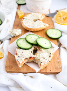 This easy vegan cream cheese recipe has had me up and dancing for joy around the kitchen every morning this week! It's bursting with flavor, has a soft creamy texture you have to taste to believe, and requires very minimal effort on your part. #vegan #tofu #coconutoil #dairyfree // plantpowercouple.com