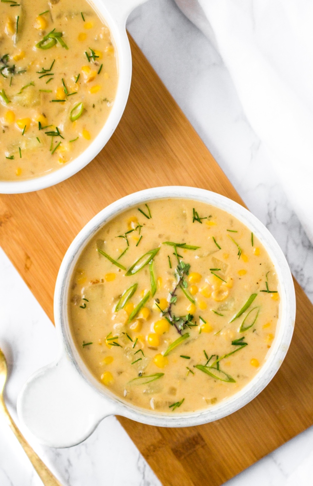 Creamy Corn Chowder (from the Simply Delicious Vegan cookbook)