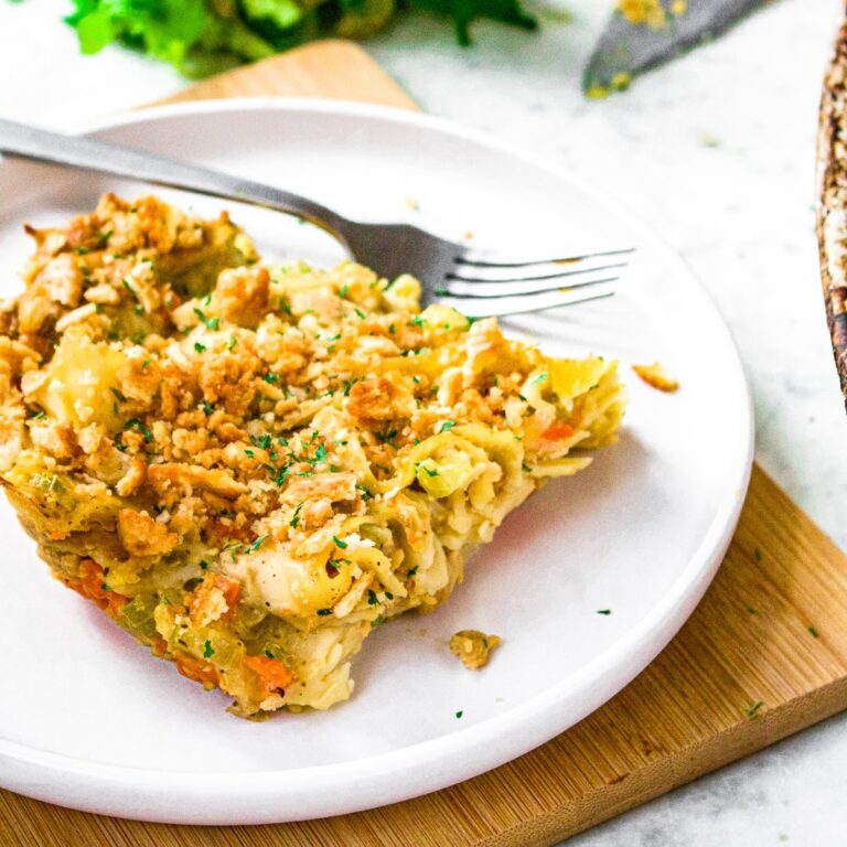 Vegan Noodle Casserole with Soy Curl Chicken