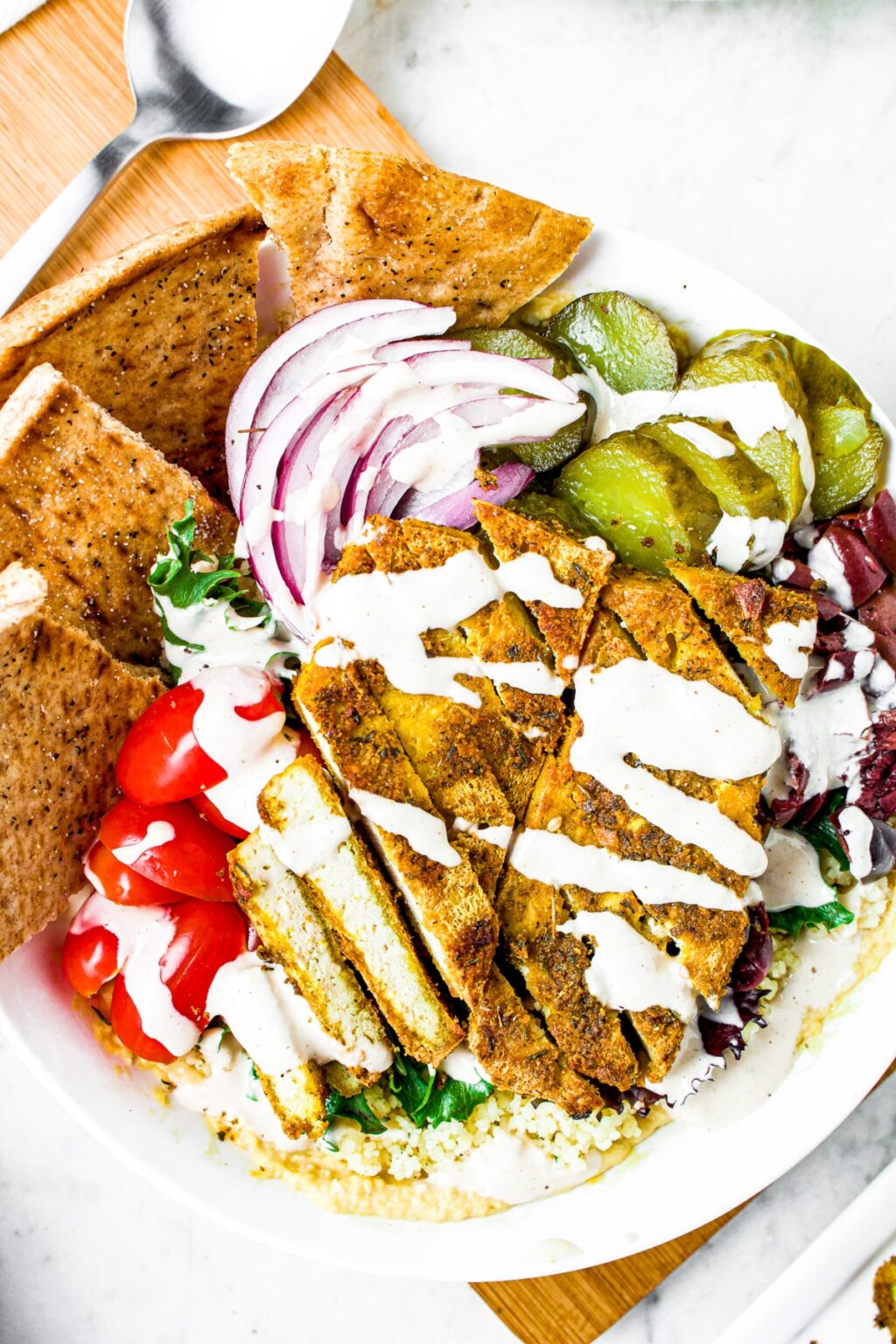 Greek Tofu Recipe baked vegan Greek chicken for bowls, salads